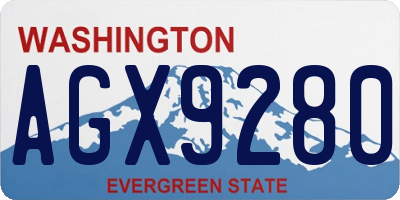 WA license plate AGX9280
