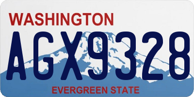 WA license plate AGX9328