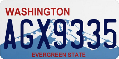 WA license plate AGX9335