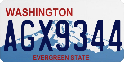 WA license plate AGX9344