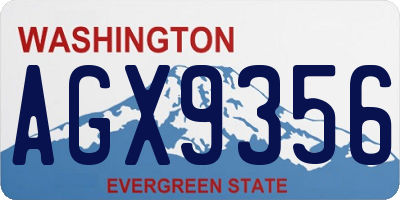 WA license plate AGX9356