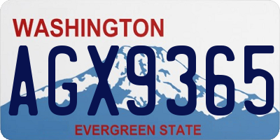 WA license plate AGX9365