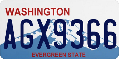WA license plate AGX9366