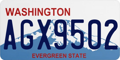 WA license plate AGX9502