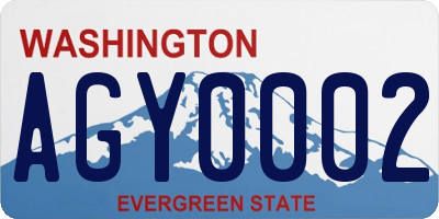 WA license plate AGY0002