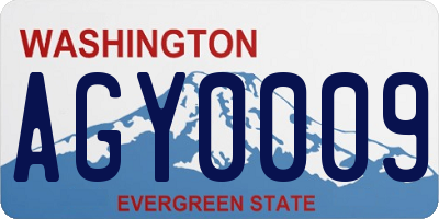 WA license plate AGY0009