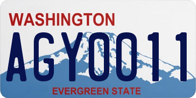 WA license plate AGY0011