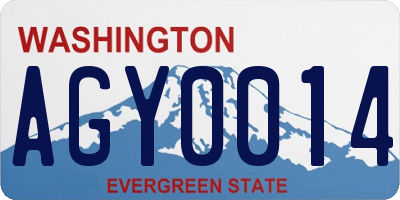 WA license plate AGY0014