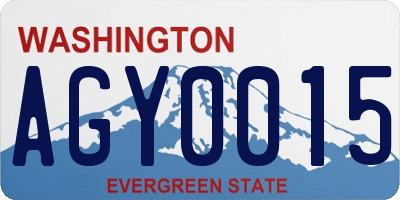 WA license plate AGY0015