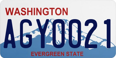 WA license plate AGY0021
