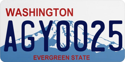 WA license plate AGY0025