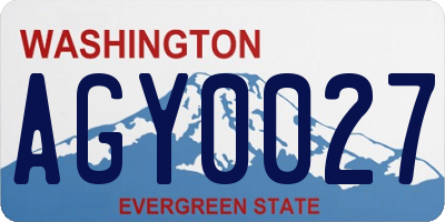 WA license plate AGY0027