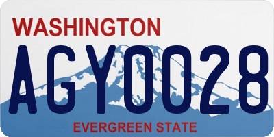 WA license plate AGY0028