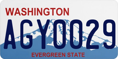 WA license plate AGY0029