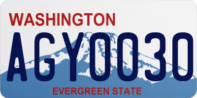 WA license plate AGY0030