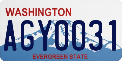 WA license plate AGY0031