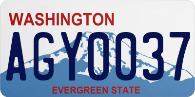 WA license plate AGY0037