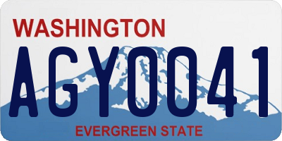 WA license plate AGY0041