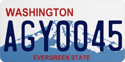 WA license plate AGY0045