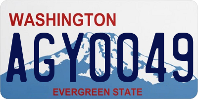 WA license plate AGY0049