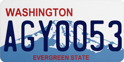 WA license plate AGY0053