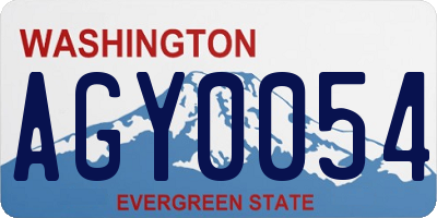 WA license plate AGY0054