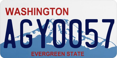 WA license plate AGY0057