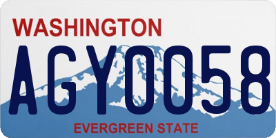 WA license plate AGY0058