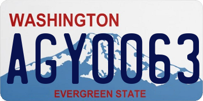 WA license plate AGY0063