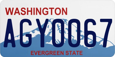 WA license plate AGY0067