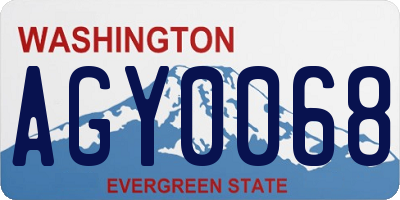 WA license plate AGY0068