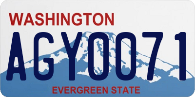 WA license plate AGY0071