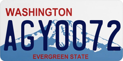 WA license plate AGY0072