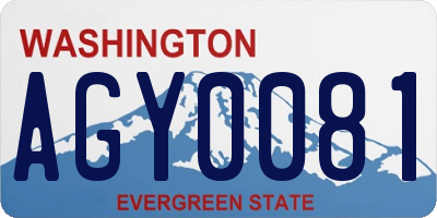 WA license plate AGY0081