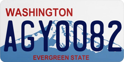 WA license plate AGY0082