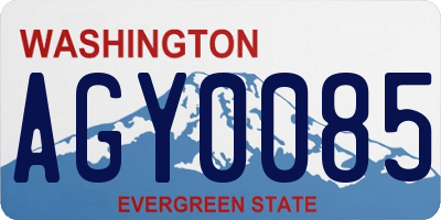 WA license plate AGY0085