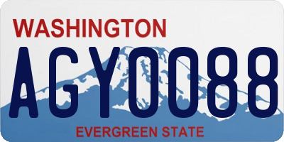 WA license plate AGY0088