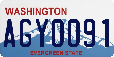 WA license plate AGY0091