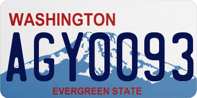 WA license plate AGY0093
