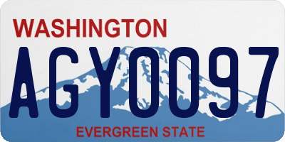 WA license plate AGY0097