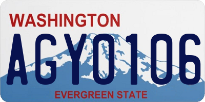 WA license plate AGY0106