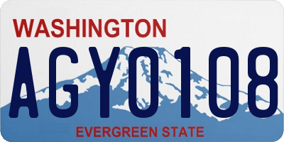 WA license plate AGY0108