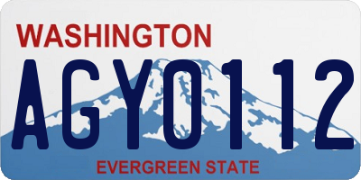 WA license plate AGY0112