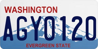 WA license plate AGY0120