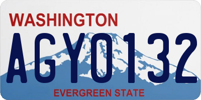 WA license plate AGY0132