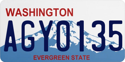 WA license plate AGY0135