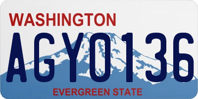 WA license plate AGY0136