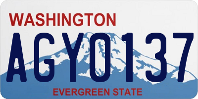 WA license plate AGY0137
