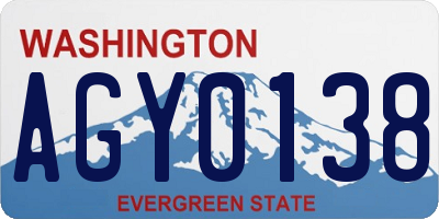 WA license plate AGY0138
