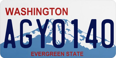 WA license plate AGY0140